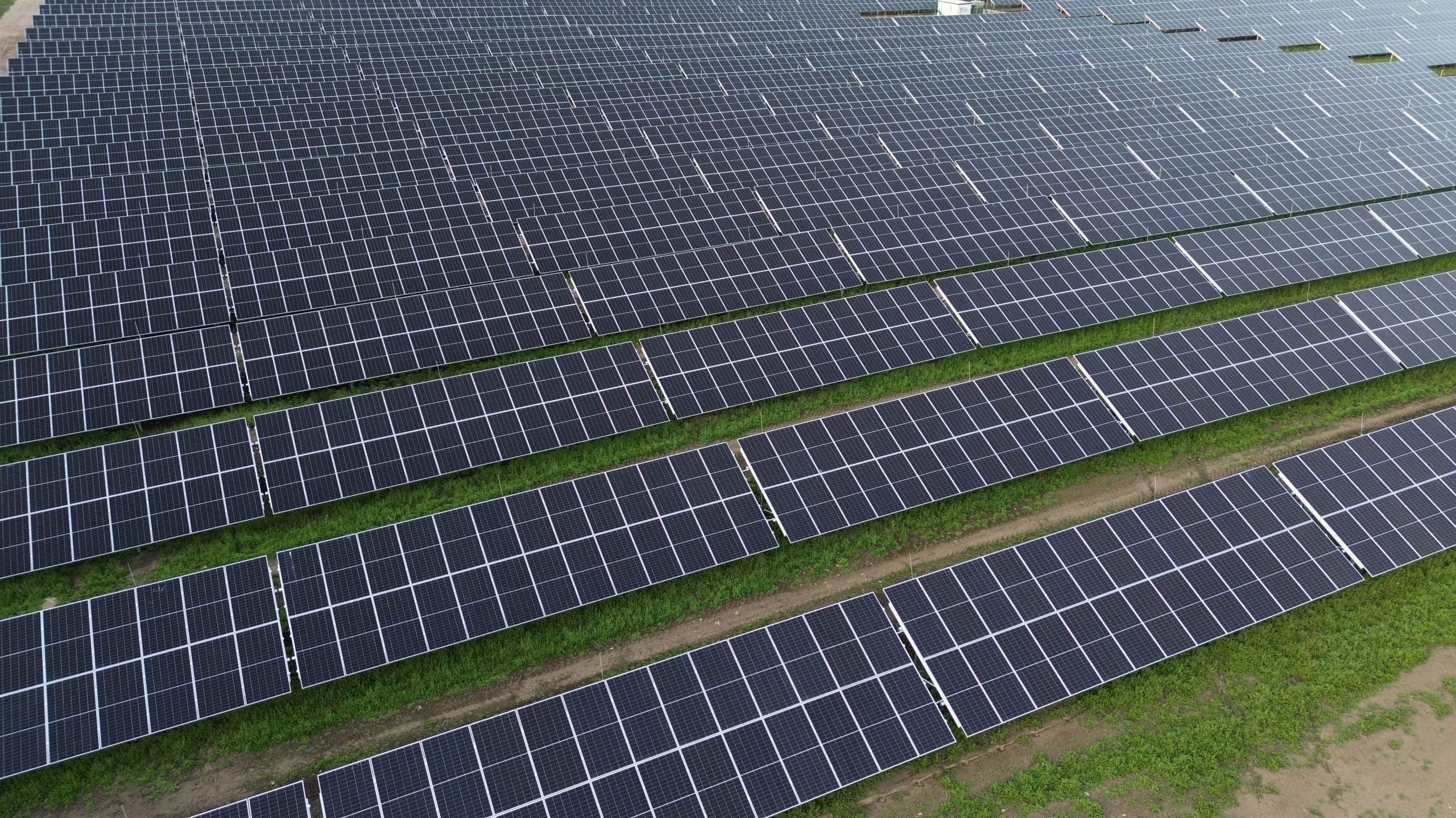 Solar panel array for renewable energy at Srem County.