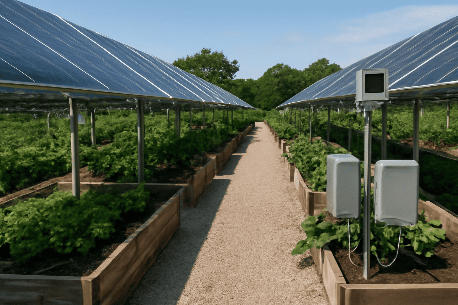 Solar Plus tuinkas met zonnepanelen en weelderige planten.